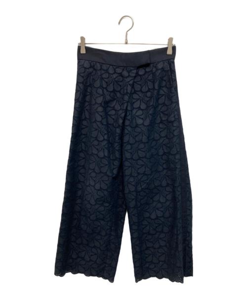 DRAWER（ドゥロワー）Drawer (ドゥロワー) フラワーレースパンツ ネイビー サイズ:36の古着・服飾アイテム