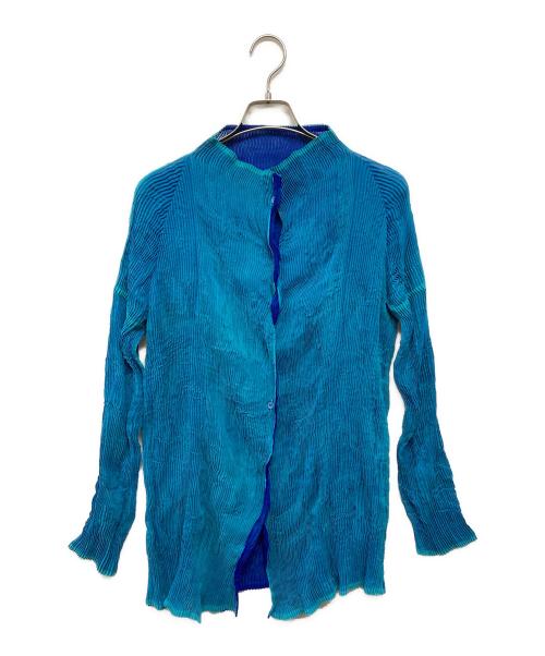 ISSEY MIYAKE（イッセイミヤケ）ISSEY MIYAKE (イッセイミヤケ) プリーツカーディガン ブルー サイズ:SIZE 2の古着・服飾アイテム