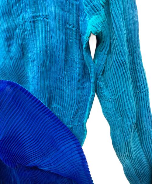 ISSEY MIYAKE IM61FJ126（イッセイミヤケ）ISSEY MIYAKE IM61FJ126 (イッセイミヤケ) プリーツカットソー ブルー サイズ:SIZE 2の古着・服飾アイテム
