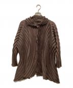 ISSEY MIYAKEイッセイミヤケ）の古着「Pleats shaped cardigan」｜ブラウン