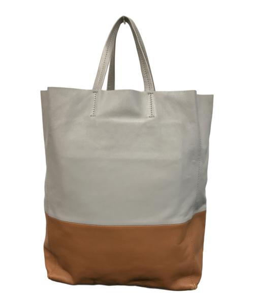 CELINE（セリーヌ）CELINE (セリーヌ) Horizontal CABAS ホリゾンタル カバ トートバッグ グレー×ブラウンの古着・服飾アイテム