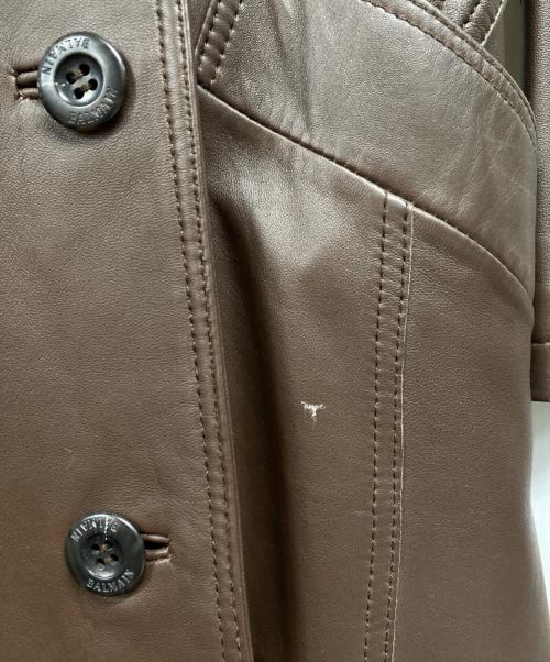 BALMAIN（バルマン）BALMAIN (バルマン) ラムレザーチェスターコート ブラウン サイズ:7の古着・服飾アイテム