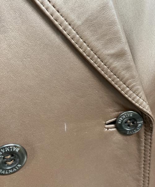 BALMAIN（バルマン）BALMAIN (バルマン) ラムレザーチェスターコート ブラウン サイズ:7の古着・服飾アイテム