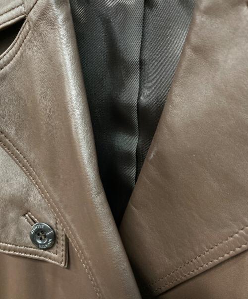 BALMAIN（バルマン）BALMAIN (バルマン) ラムレザーチェスターコート ブラウン サイズ:7の古着・服飾アイテム