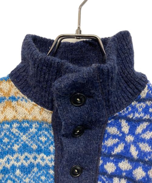 45R（フォーティファイブ・アール）45R (フォーティファイブ・アール) 編み柄パッチワークの908スタジアムニット ブルー サイズ:SIZE 2の古着・服飾アイテム