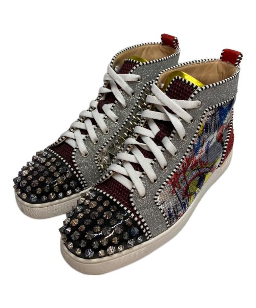 Christian Louboutin（クリスチャン・ルブタン）Christian Louboutin (クリスチャン・ルブタン) スパイクパテントハイカットスニーカー シルバー サイズ:SIZE 40の古着・服飾アイテム