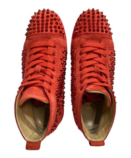 Christian Louboutin（クリスチャン・ルブタン）Christian Louboutin (クリスチャン・ルブタン) スパイクスタッズ ハイカット スニーカー レッド サイズ:SIZE 40の古着・服飾アイテム