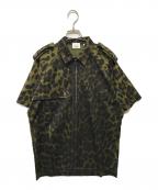 BURBERRYバーバリー）の古着「エポレットハーフジップ半袖シャツ」｜ブラウン