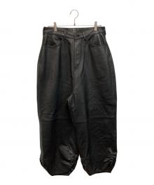refomed×CCU（リフォメッド×シーシーユー）の古着「FRESH MAN CCU LEATHER WIDE PANTS」｜ブラック