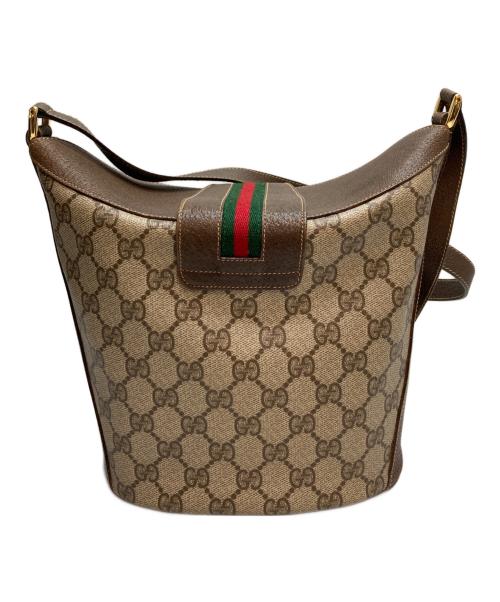 GUCCI（グッチ）GUCCI (グッチ) バケツ型ショルダーバッグ ブラウンの古着・服飾アイテム