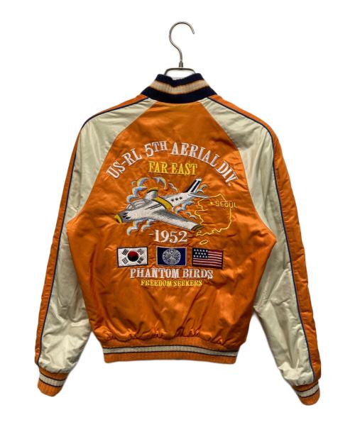 POLO RALPH LAUREN（ポロ・ラルフローレン）POLO RALPH LAUREN (ポロ・ラルフローレン) リバーシブルスーベニアジャケット オレンジ×ネイビー サイズ:XSの古着・服飾アイテム