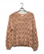 CLANEクラネ）の古着「BUMPY OVER V NECK KNIT TOPS（バンピー オーバー ブイネック ニット トップス）」｜ピンク