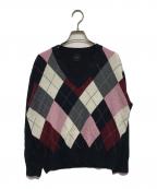 Spick and Spanスピック＆スパン）の古着「アーガイルVネックプルオーバー」｜ネイビー