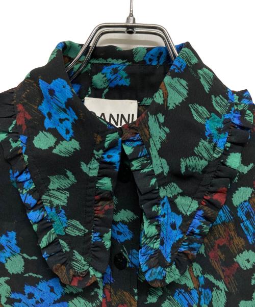 GANNI（ガニー）Ganni (ガニー) フローラルプリントパフスリーブシャツブラウス ブラック サイズ:SIZE 32の古着・服飾アイテム