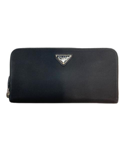 PRADA（プラダ）PRADA (プラダ) TESSUTO ラウンドファスナー ナイロンロングウォレット ブラック(ネーロ)の古着・服飾アイテム