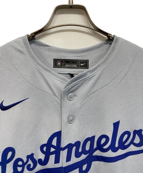 NIKE（ナイキ）NIKE (ナイキ) MLB (エムエルビー) ベースボールシャツ ゲームシャツ グレー×ブルー サイズ:L 未使用品の古着・服飾アイテム