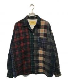 seven by seven（セブンバイセブン）の古着「NEEDLE PUNCH WOOL CHECK（ニードルパンツウールチェック）シャツ」｜グリーン×レッド