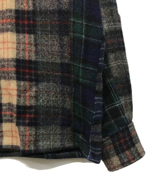 seven by seven（セブンバイセブン）SEVEN BY SEVEN (セブンバイセブン) NEEDLE PUNCH WOOL CHECK（ニードルパンツウールチェック）シャツ グリーン×レッド サイズ:Lの古着・服飾アイテム