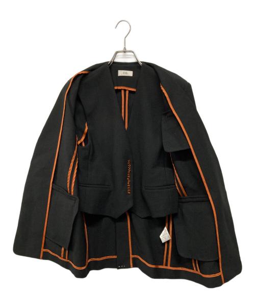 CIS.（シス）CIS. (シス) 3ピーススーツ リネンルックセットアップ ブラック サイズ:SIZE 38の古着・服飾アイテム