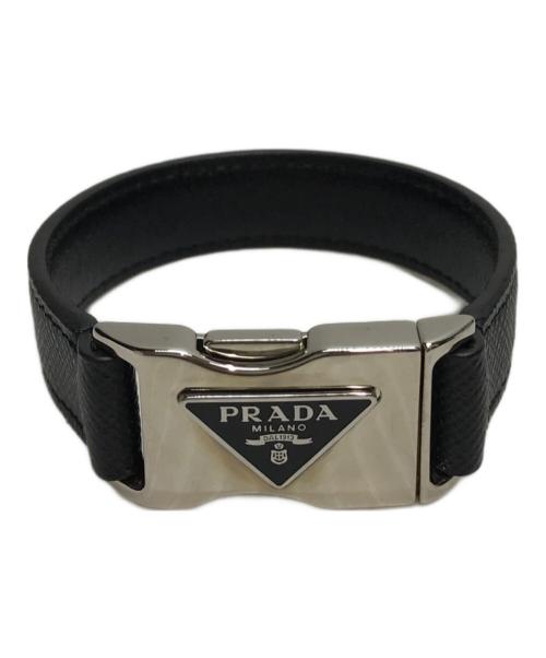 PRADA（プラダ）PRADA (プラダ) サフィアーノレザー ブレスレット ブラック サイズ:Mの古着・服飾アイテム