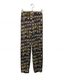 PLEATS PLEASE（プリーツプリーズ）の古着「総柄プリーツパンツ」｜グリーン×パープル