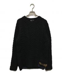 KOLOR（カラー）の古着「17AW フェイクファー付ケーブル ニット」｜ブラック