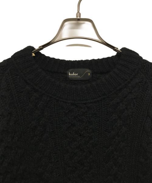 KOLOR（カラー）KOLOR (カラー) 17AW フェイクファー付ケーブル ニット ブラック サイズ:SIZE 3の古着・服飾アイテム
