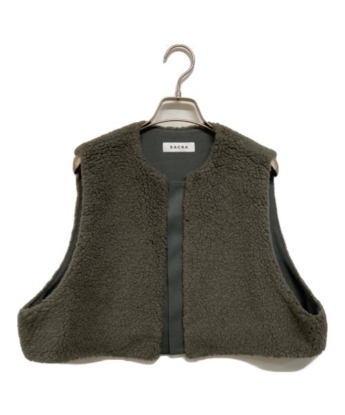 SACRA（サクラ）SACRA (サクラ) POODLE FUR SHORT GILET（プードル・ファー・ショート・ジレ） グレー サイズ:38の古着・服飾アイテム