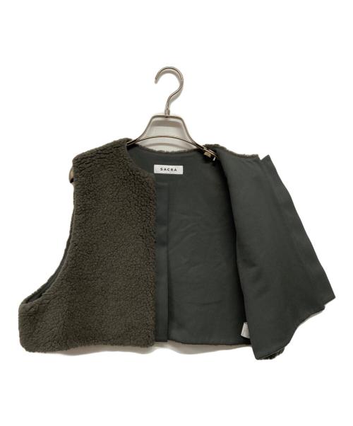 SACRA（サクラ）SACRA (サクラ) POODLE FUR SHORT GILET（プードル・ファー・ショート・ジレ） グレー サイズ:38の古着・服飾アイテム