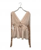 polauraポロ―ラ）の古着「ショルダーリボンシフォンブラウス」｜ピンク