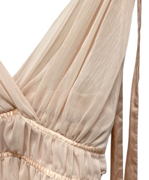 polaura（ポロ―ラ）polaura (ポロ―ラ) ショルダーリボンシフォンブラウス ピンク サイズ:Freeの古着・服飾アイテム