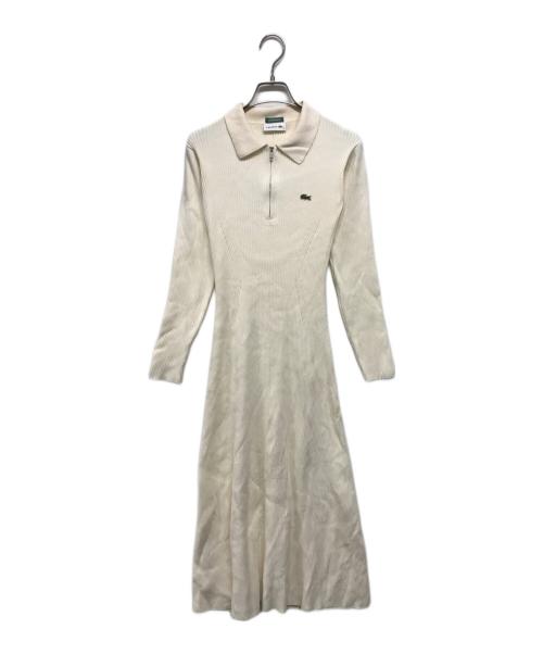 LACOSTE（ラコステ）LACOSTE (ラコステ) Snidel (スナイデル) スキッパーリブニットワンピース ベージュ サイズ:SIZE 36の古着・服飾アイテム