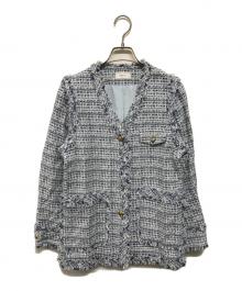 ORGUE（オルグ）の古着「Tweed fringe 2way jacket」｜ブルー