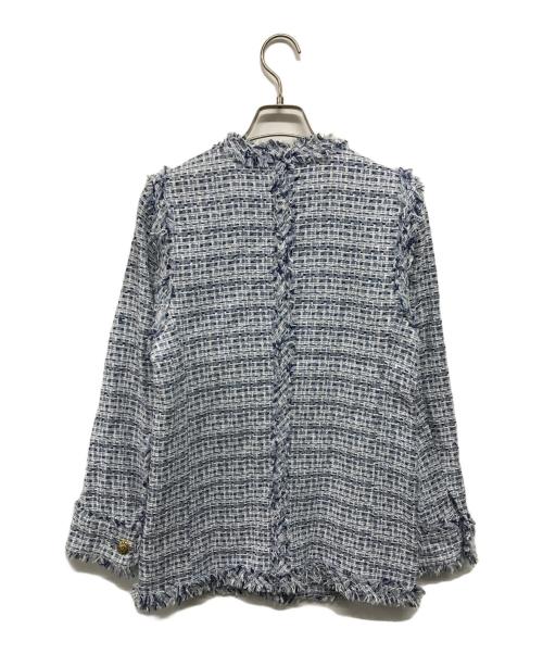 ORGUE（オルグ）ORGUE (オルグ) Tweed fringe 2way jacket ブルー サイズ:SIZE Ｓの古着・服飾アイテム