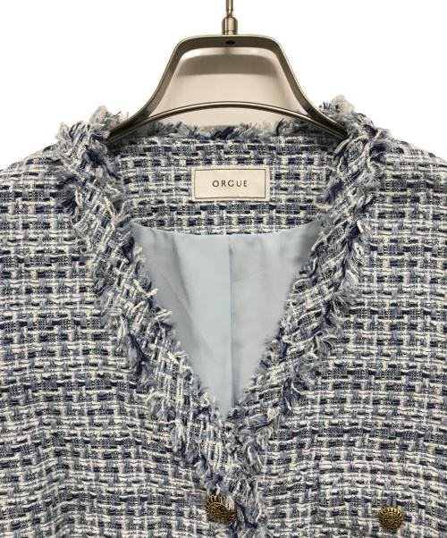 ORGUE（オルグ）ORGUE (オルグ) Tweed fringe 2way jacket ブルー サイズ:SIZE Ｓの古着・服飾アイテム