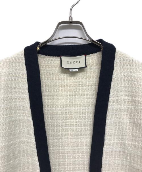 GUCCI（グッチ）GUCCI (グッチ) カシミヤ混 ツイード Vネック カーディガン ホワイト×ブラック サイズ:SIZE XSの古着・服飾アイテム