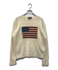 POLO RALPH LAUREN（ポロ・ラルフローレン）の古着「90’s星条旗ウールニット」｜ベージュ