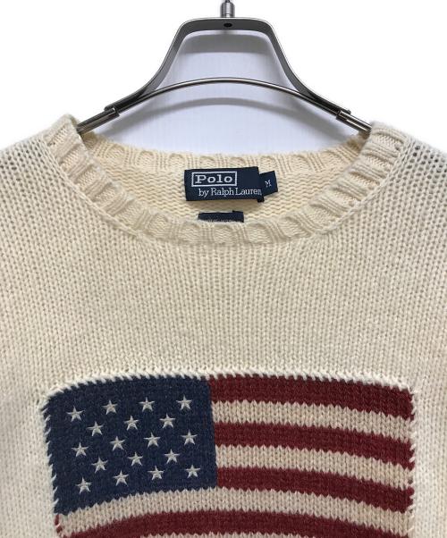 POLO RALPH LAUREN（ポロ・ラルフローレン）POLO RALPH LAUREN (ポロ・ラルフローレン) 90’s星条旗ウールニット ベージュ サイズ:Ｍの古着・服飾アイテム