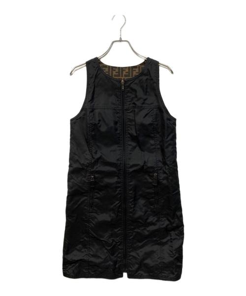 FENDI（フェンディ）FENDI (フェンディ) ズッカ総柄リバーシブルワンピース ブラウン×ブラック サイズ:XLの古着・服飾アイテム