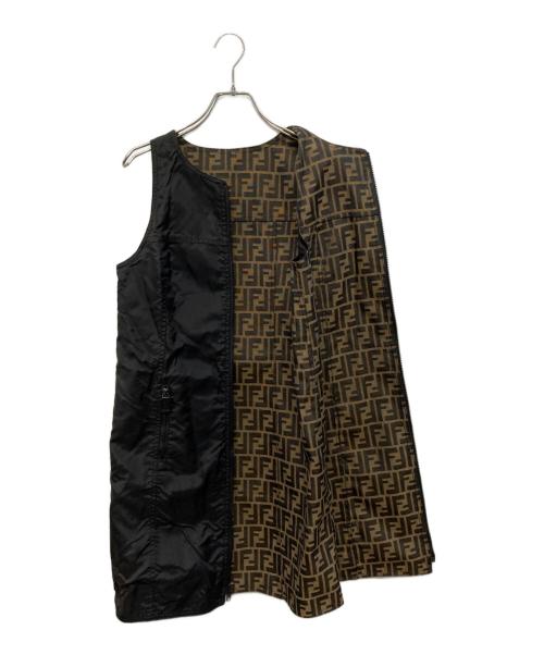 FENDI（フェンディ）FENDI (フェンディ) ズッカ総柄リバーシブルワンピース ブラウン×ブラック サイズ:XLの古着・服飾アイテム