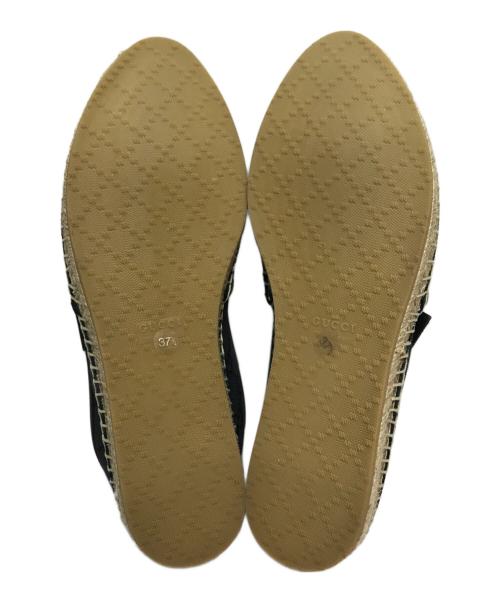 GUCCI（グッチ）GUCCI (グッチ) GGキャンバス キャンバス×レザー エスパドリーユ シューズ ネイビー サイズ:SIZE 37 1/2の古着・服飾アイテム