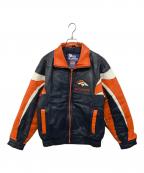 Pro Playerプロ プレイヤー）の古着「レザージャケット」｜ネイビー×オレンジ