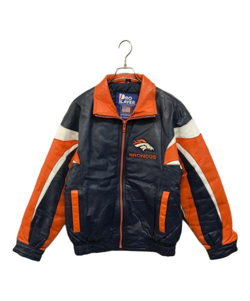 Pro Player（プロ プレイヤー）Pro Player (プロ プレイヤー) レザージャケット ネイビー×オレンジ サイズ:Mの古着・服飾アイテム