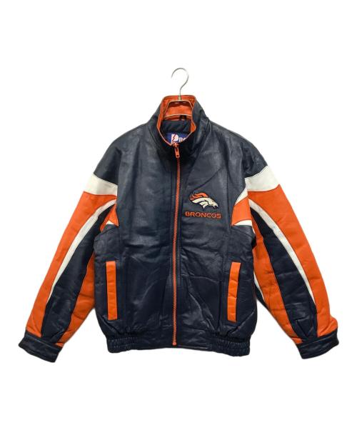 Pro Player（プロ プレイヤー）Pro Player (プロ プレイヤー) レザージャケット ネイビー×オレンジ サイズ:Mの古着・服飾アイテム