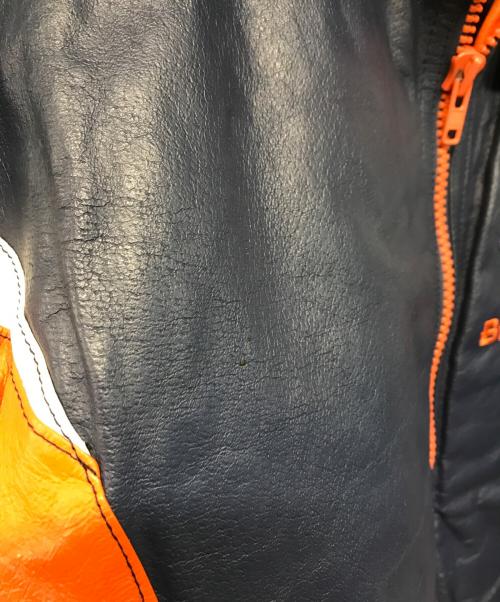 Pro Player（プロ プレイヤー）Pro Player (プロ プレイヤー) レザージャケット ネイビー×オレンジ サイズ:Mの古着・服飾アイテム