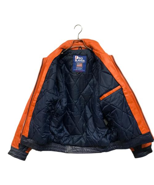 Pro Player（プロ プレイヤー）Pro Player (プロ プレイヤー) レザージャケット ネイビー×オレンジ サイズ:Mの古着・服飾アイテム