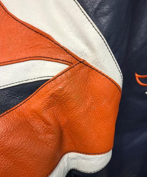 Pro Player（プロ プレイヤー）Pro Player (プロ プレイヤー) レザージャケット ネイビー×オレンジ サイズ:Mの古着・服飾アイテム