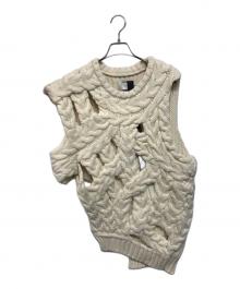 FenG CHen WANG（フェンチェンワン）の古着「asymmetric knitted vest（アシンメトリック ニット ベスト）」｜ベージュ