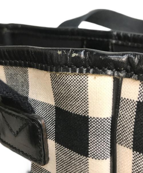 brady（ブレディ）Brady (ブレディ) ギンガムチェック ミニトートバッグ ホワイト×ブラックの古着・服飾アイテム
