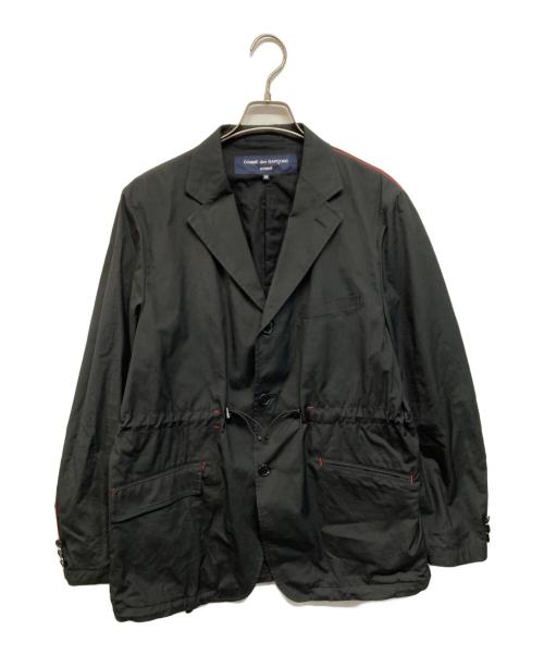 COMME des COMME（コムデギャルソン）COMME des COMME (コムデギャルソン) ステッチデザイン ドローコード テーラードジャケット ブラック サイズ:Mの古着・服飾アイテム